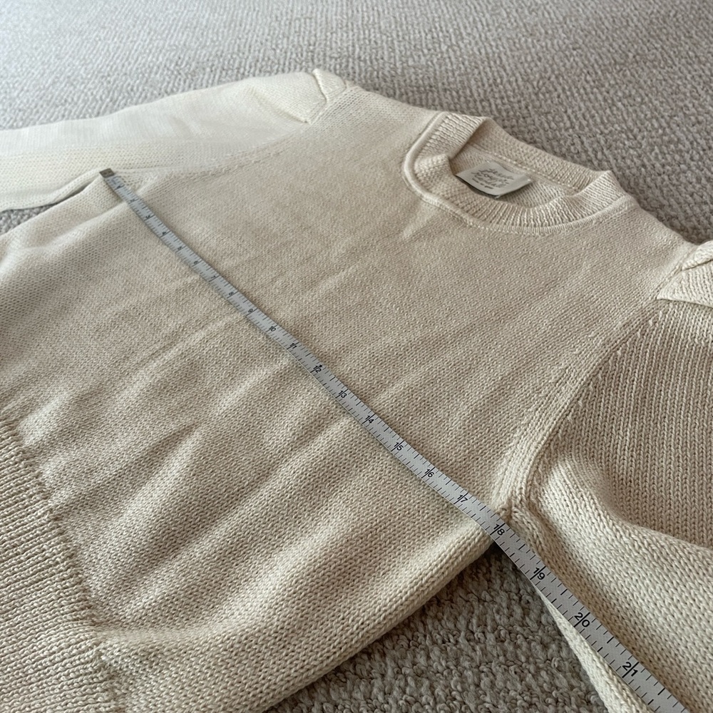 Loeffler Randall Knit For Good Puff Sleeve Highland Wool Beige Sweater size M - Picture 10 of 10